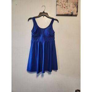 Torrid Wireless Long Length Scoop Swim Dress Blue 00 M L 10